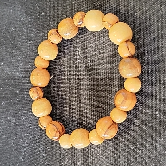 Jewelry - Vintage Stretchy Brown Beaded Wood Bracelet